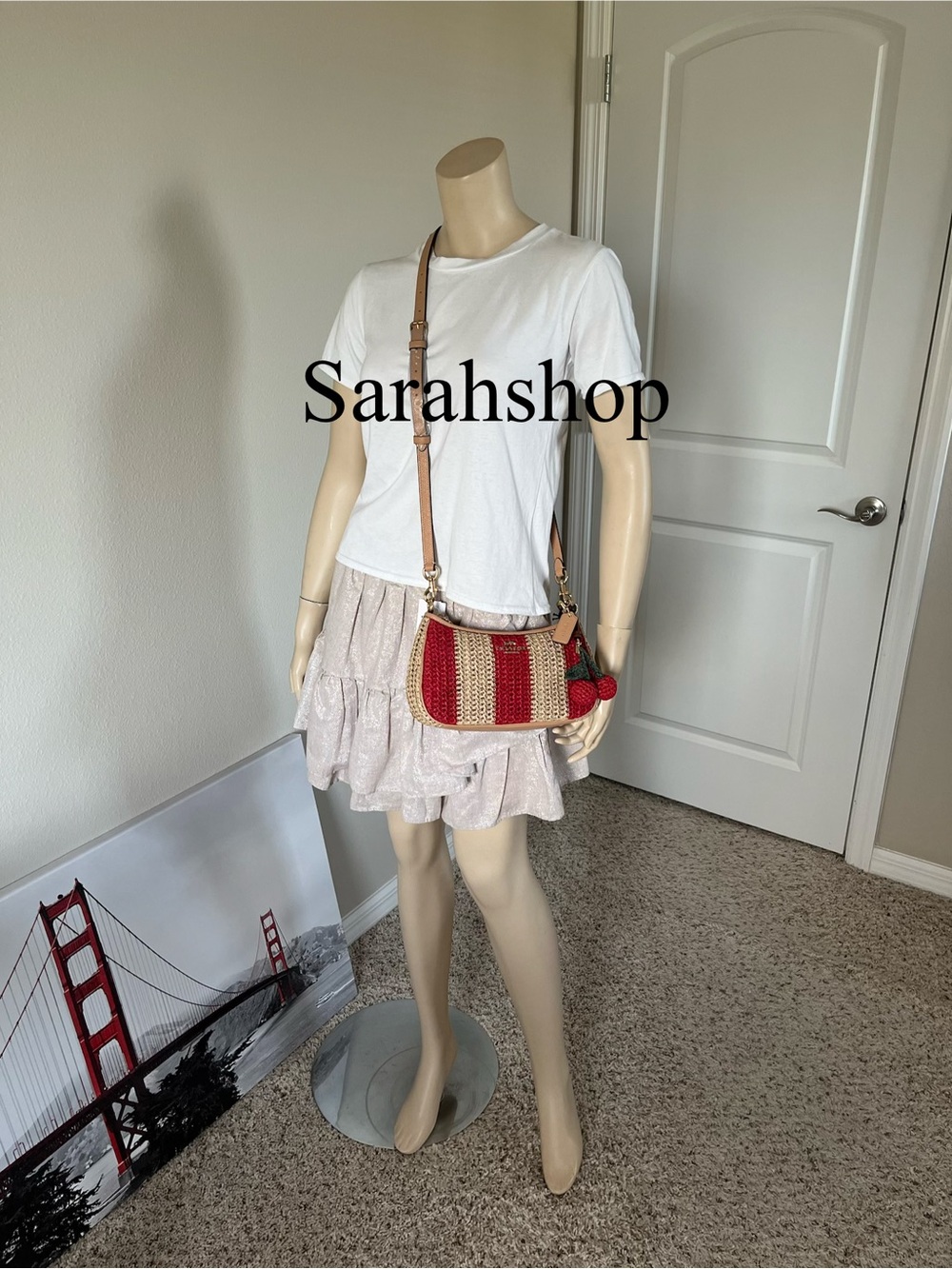 ✅Coach Teri Shoulder Bag With Stripes And Charm - Picture 8 of 13
